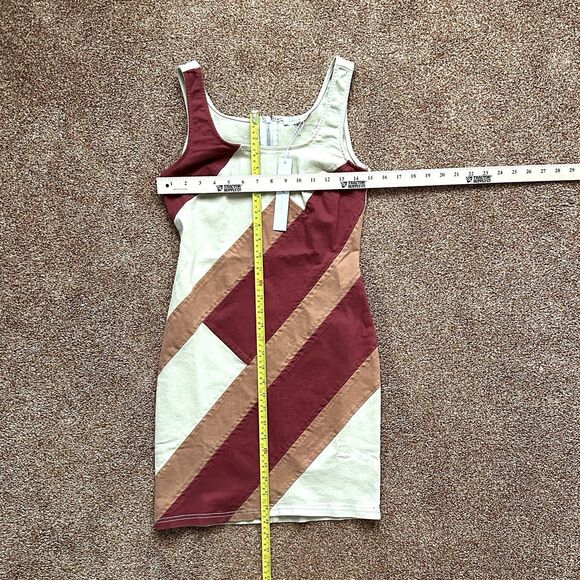 Dress Small Midi Sleeveless Color block Patchwork Neutral Zip Up - Picture 6 of 7